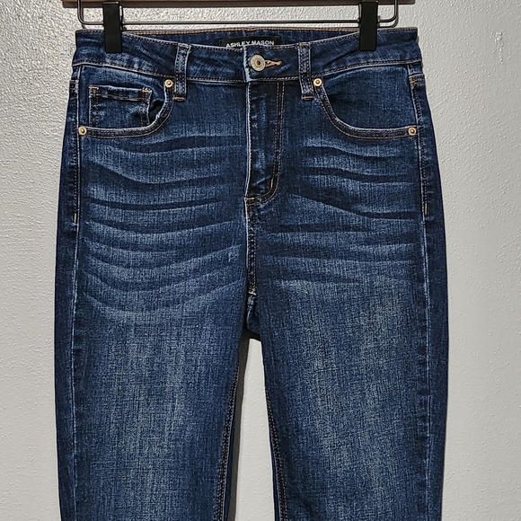 ASHLEY MASON Womens Juniors Size 5/27 Dark Wash Bootcut Embroidered Y2K Festival - Picture 3 of 13